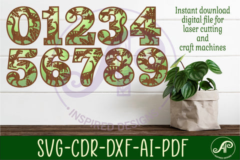 Dino number two layer wall sign SVG cut files SVG APInspireddesigns 