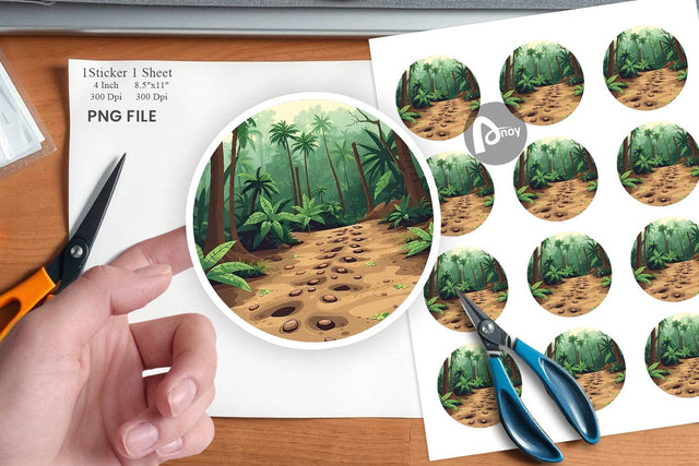 Dino Tracks in Jungle Sticker Sublimation artnoy 