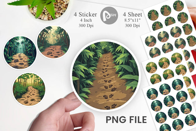 Dino Tracks in Jungle Sticker Sublimation artnoy 