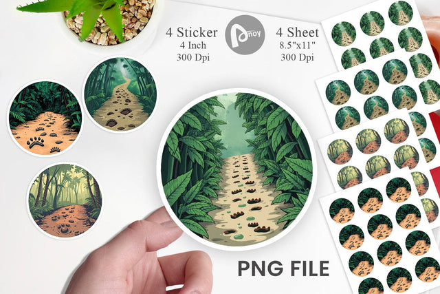 Dino Tracks in Jungle Sticker Sublimation artnoy 
