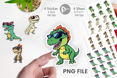 Dino with Sunglasses Sticker Sublimation artnoy 