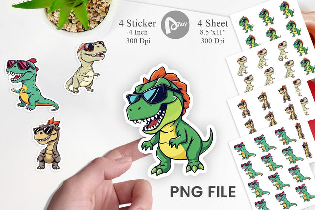 Dino with Sunglasses Sticker Sublimation artnoy 