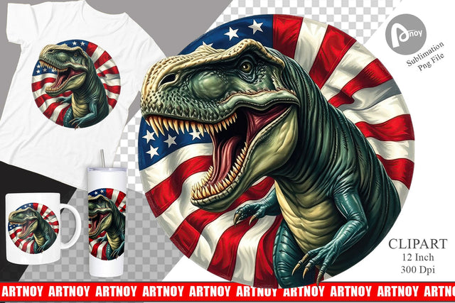 Dinosaur 4th of July Clipart Sublimation artnoy 