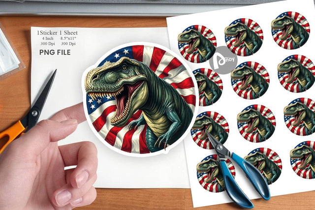 Dinosaur 4th of July Sticker Sublimation artnoy 