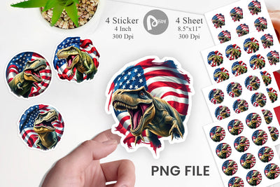 Dinosaur 4th of July Sticker Sublimation artnoy 
