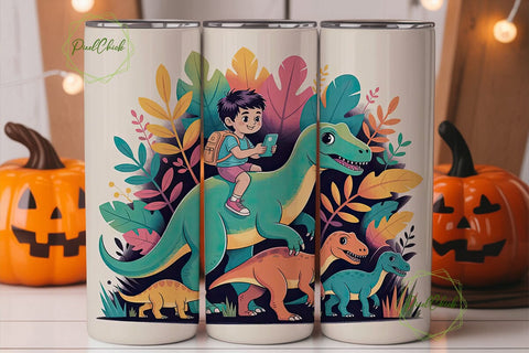 Dinosaur Adventure Tumbler Wrap Sublimation PixelChick 