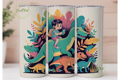 Dinosaur Adventure Tumbler Wrap Sublimation PixelChick 