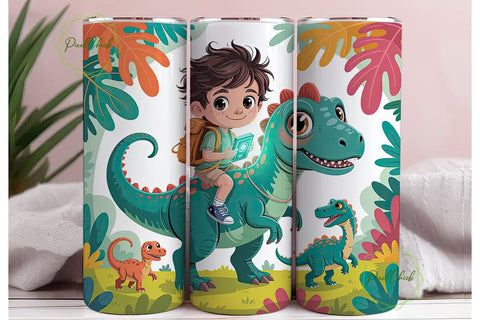 Dinosaur Adventure Tumbler Wrap Sublimation PixelChick 