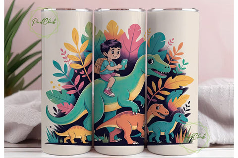 Dinosaur Adventure Tumbler Wrap Sublimation PixelChick 