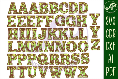 Dinosaur alphabet letter set. 2 layer 50 letters. SVG APInspireddesigns 