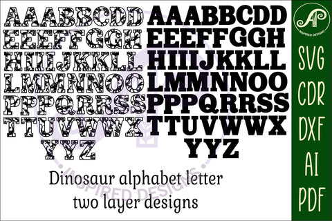 Dinosaur alphabet letter set. 2 layer 50 letters. SVG APInspireddesigns 