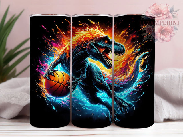 Dinosaur Basketball 20oz Tumbler Wrap, Sports Dino Mug, Funny T-Rex Basketball Cup, Jurassic Athlete Wrap, Prehistoric Hoops Design, Kids Basketball Gift, Sublimation Tumbler Sublimation Li Zamperini 