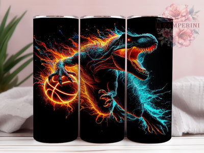 Dinosaur Basketball 20oz Tumbler Wrap, Sports Dino Mug, Funny T-Rex Basketball Cup, Jurassic Athlete Wrap, Prehistoric Hoops Design, Kids Basketball Gift, Sublimation Tumbler Sublimation Li Zamperini 
