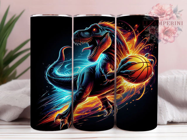 Dinosaur Basketball 20oz Tumbler Wrap, Sports Dino Mug, Funny T-Rex Basketball Cup, Jurassic Athlete Wrap, Prehistoric Hoops Design, Kids Basketball Gift, Sublimation Tumbler Sublimation Li Zamperini 