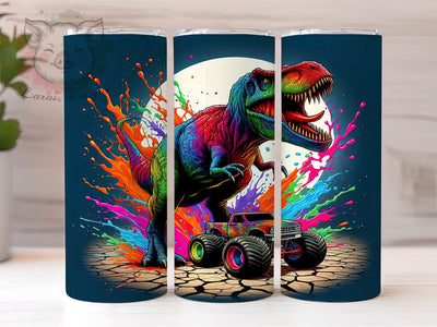 Dinosaur Big Truck Watercolor 20oz Tumbler Png, Straight & Tapered Tumbler Png, Dinosaur Tumbler Png, Digital Download PNG Sublimation Lara' s Designs 