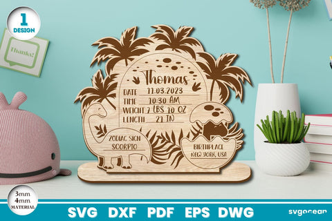 Dinosaur Birth Stats Laser Cut Bundle SVG SvgOcean 