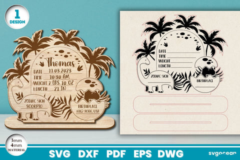 Dinosaur Birth Stats Laser Cut Bundle SVG SvgOcean 