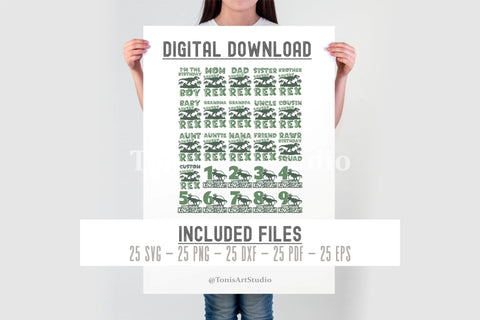 Dinosaur Birthday Family SVG Bundle | Matching T-Rex Shirts SVG TonisArtStudio 