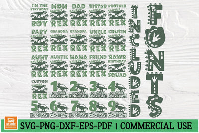 Dinosaur Birthday Family SVG Bundle | Matching T-Rex Shirts SVG TonisArtStudio 