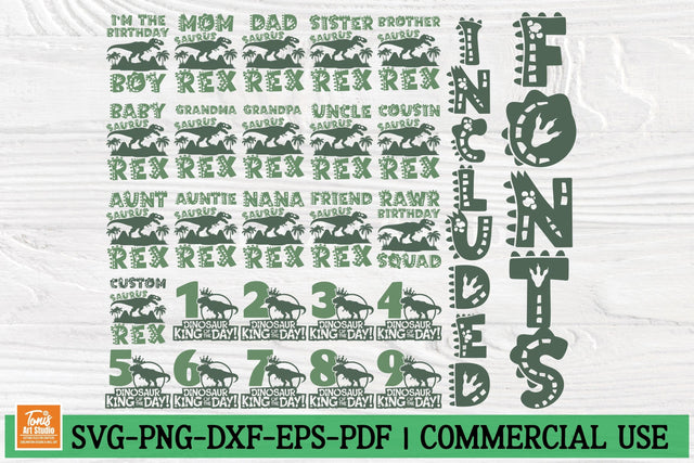 Dinosaur Birthday Family SVG Bundle | Matching T-Rex Shirts SVG TonisArtStudio 