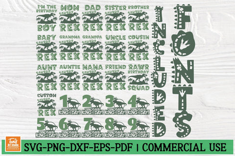 Dinosaur Birthday Family SVG Bundle | Matching T-Rex Shirts SVG TonisArtStudio 