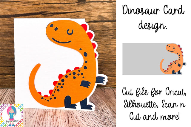 Dinosaur birthday side edge Card SVG Digital Gems 
