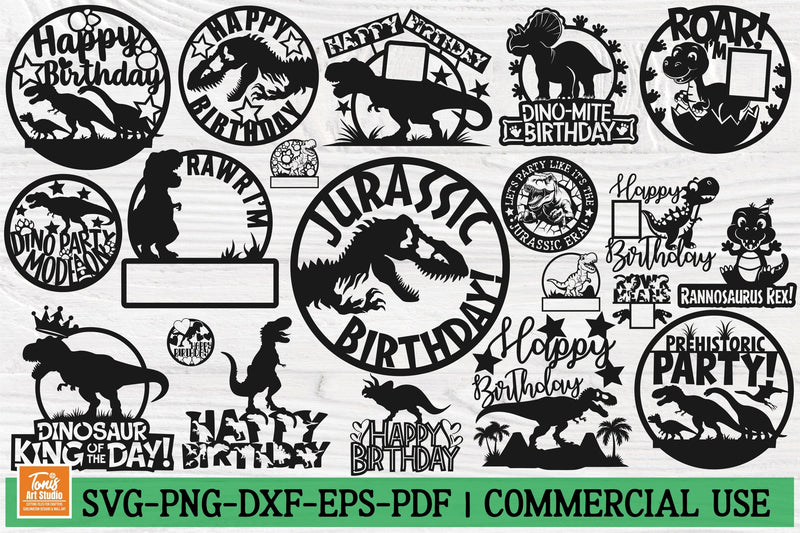 Dinosaur Cake Topper SVG | 20 Dino Birthday Cut Files SVG TonisArtStudio 