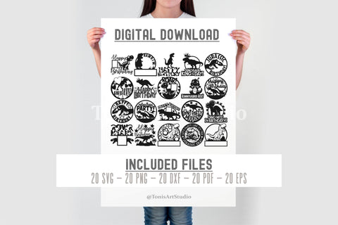 Dinosaur Cake Topper SVG | 20 Dino Birthday Cut Files SVG TonisArtStudio 