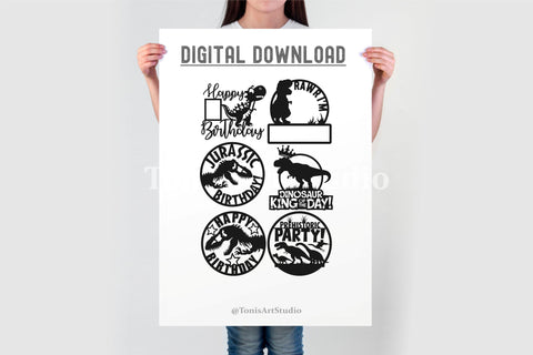 Dinosaur Cake Topper SVG | 20 Dino Birthday Cut Files SVG TonisArtStudio 