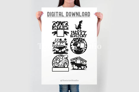 Dinosaur Cake Topper SVG | 20 Dino Birthday Cut Files SVG TonisArtStudio 