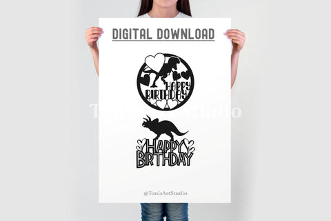 Dinosaur Cake Topper SVG | 20 Dino Birthday Cut Files SVG TonisArtStudio 