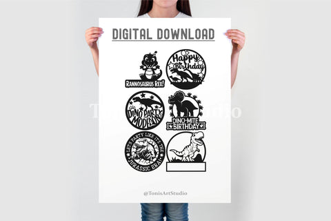 Dinosaur Cake Topper SVG | 20 Dino Birthday Cut Files SVG TonisArtStudio 