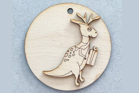 Dinosaur Christmas Gift Tag Laser SVG File SVG Crafting With Brenna 