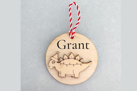 Dinosaur Christmas Gift Tag Laser SVG File SVG Crafting With Brenna 