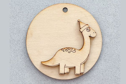 Dinosaur Christmas Gift Tag Laser SVG File SVG Crafting With Brenna 