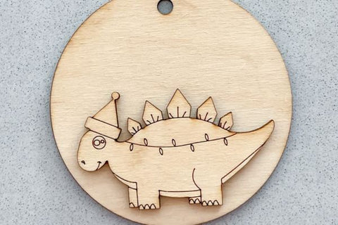 Dinosaur Christmas Gift Tag Laser SVG File SVG Crafting With Brenna 