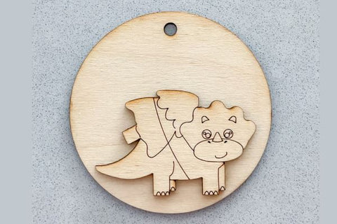 Dinosaur Christmas Gift Tag Laser SVG File SVG Crafting With Brenna 