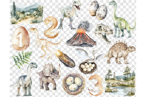 Dinosaur Clipart Bundle | Baby Boy PNG For Invitation SVG GlamArtZhanna 