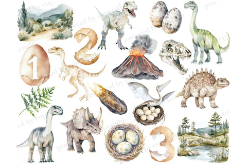 Dinosaur Clipart Bundle | Baby Boy PNG For Invitation SVG GlamArtZhanna 