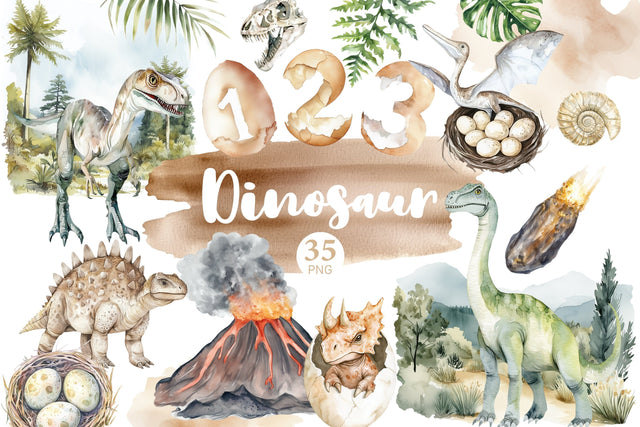 Dinosaur Clipart Bundle | Baby Boy PNG For Invitation SVG GlamArtZhanna 