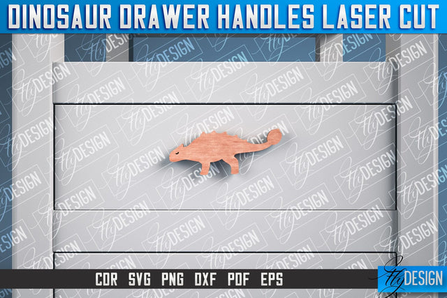 Dinosaur Drawer Handles Laser Cut | Laser Cut SVG Design | CNC Files SVG Fly Design 
