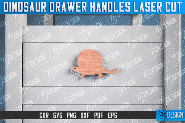 Dinosaur Drawer Handles Laser Cut | Laser Cut SVG Design | CNC Files SVG Fly Design 