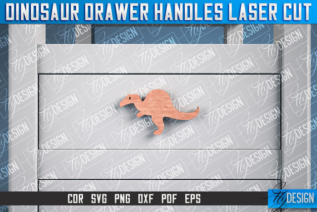 Dinosaur Drawer Handles Laser Cut | Laser Cut SVG Design | CNC Files SVG Fly Design 