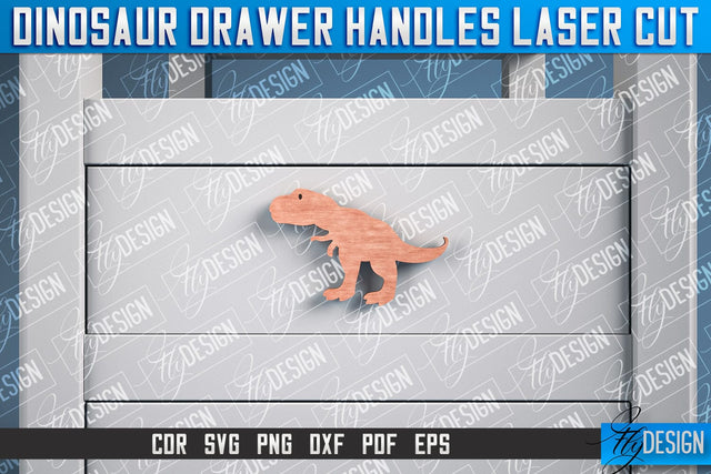 Dinosaur Drawer Handles Laser Cut | Laser Cut SVG Design | CNC Files SVG Fly Design 
