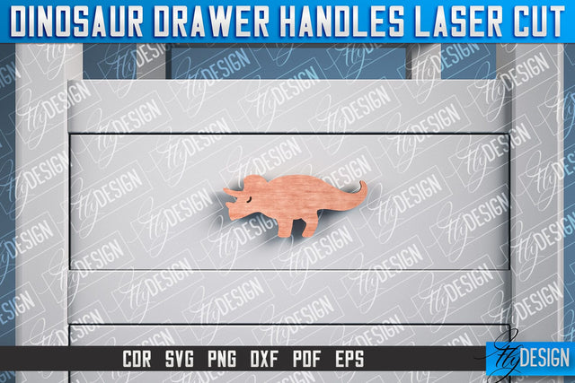 Dinosaur Drawer Handles Laser Cut | Laser Cut SVG Design | CNC Files SVG Fly Design 