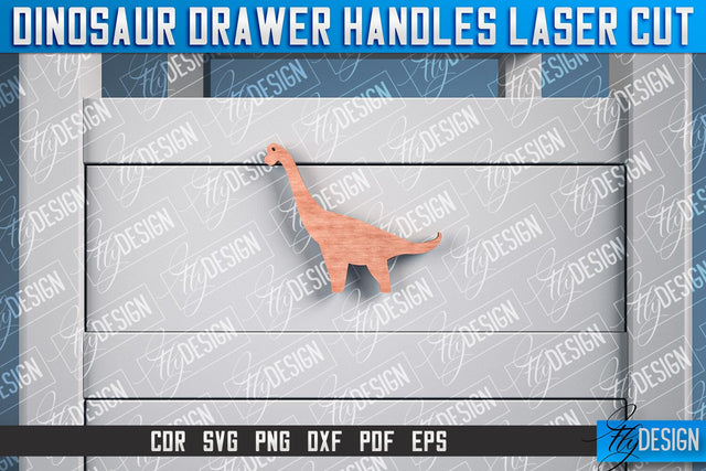 Dinosaur Drawer Handles Laser Cut | Laser Cut SVG Design | CNC Files SVG Fly Design 