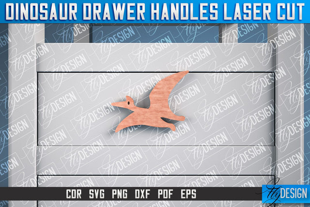 Dinosaur Drawer Handles Laser Cut | Laser Cut SVG Design | CNC Files SVG Fly Design 