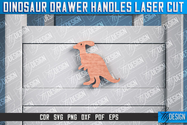 Dinosaur Drawer Handles Laser Cut | Laser Cut SVG Design | CNC Files SVG Fly Design 