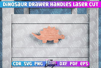 Dinosaur Drawer Handles Laser Cut | Laser Cut SVG Design | CNC Files SVG The T Store Design 