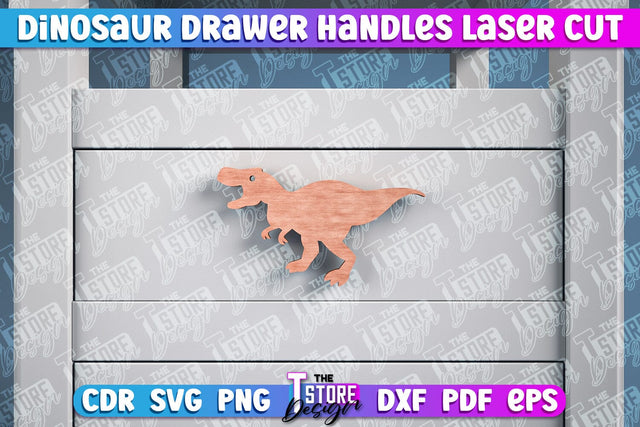 Dinosaur Drawer Handles Laser Cut | Laser Cut SVG Design | CNC Files SVG The T Store Design 